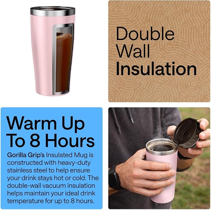 GORILLA GRIP 304 Stainless Steel Double Insulated Travel Coffee Mug, Leakproof - Image 3