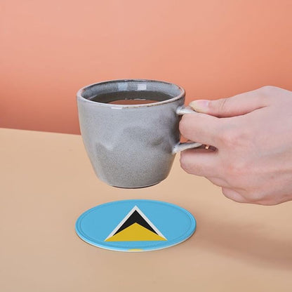 6 Pack Saint Lucia Flag Leather Coaster - Image 7