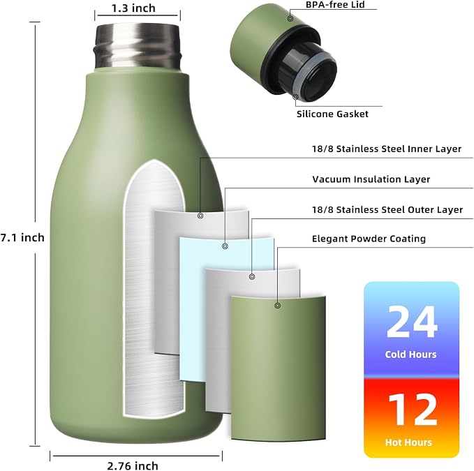 BJPKPK 12oz Insulated Water Bottle, Stainless Steel Bottle - Image 3