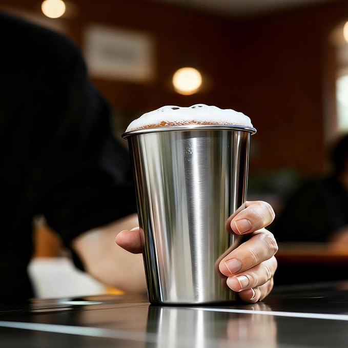 10 Pack 16 oz 304 Stainless Steel Pint Cups, Shatter-Resistant | Food-Grade 304 - Image 7