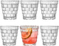 Vintage Drinking Glasses Set of 6, 8 oz Brick-Shaped Glass Cups, Mojito Glass Cups Stackable Water Tumbler, for Beer, Cocktail, Whiskey, Juice & Mixed Drinks.