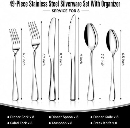 49-Piece Stainless Steel Silverware Set - Image 2