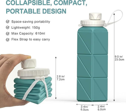 BEAUTAIL Collapsible Water Bottles 21oz/610mL, Silicone Travel Water Bottle | - Image 3