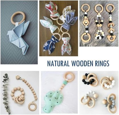 30PCS Natural Wooden Rings for Macrame, Unfinished Wood Rings for Jewelry Making - Image 6