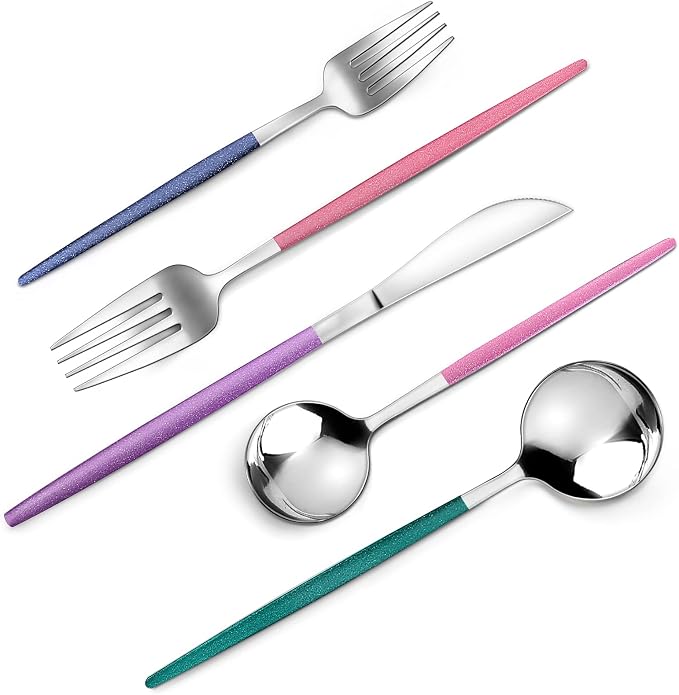 VANVRO Mirror Silver multicolor Silverware Set, 20-Piece Stainless Steel by VANVRO