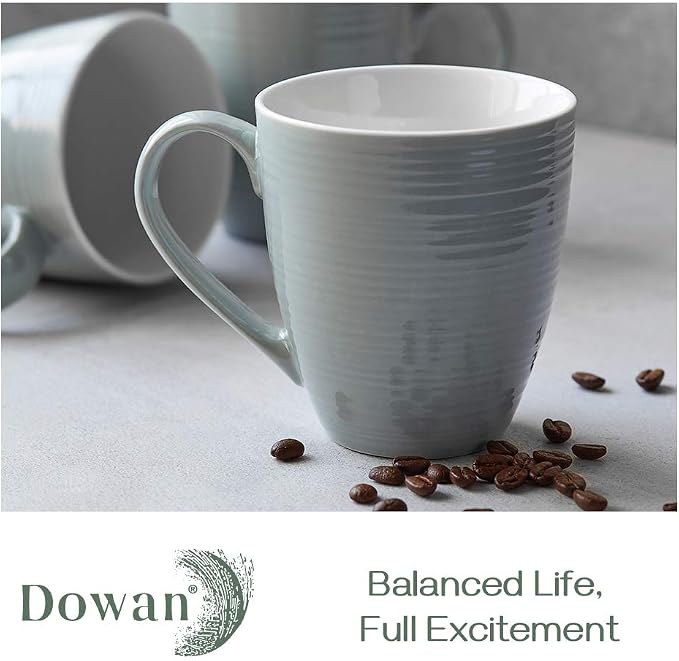 DOWAN Coffee Mugs, 17 Oz Coffee Mug Set of 6, Corrugated Tea Mugs - Image 2