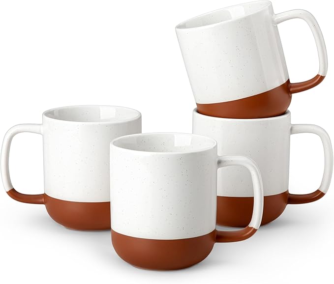 MALACASA Ceramic Coffee Mugs Set of 4, 11oz Coffee Cups, Modern Farmhouse Mugs by MALACASA