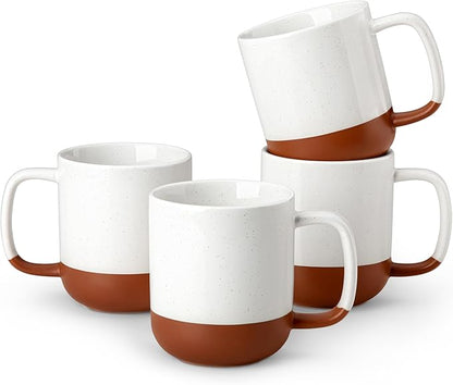 MALACASA Ceramic Coffee Mugs Set of 4, 11oz Coffee Cups, Modern Farmhouse Mugs by MALACASA