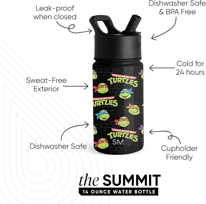 Simple Modern TMNT Kids Water Bottle & Toddler Cup | 14oz | Insulated Stainless - Image 2