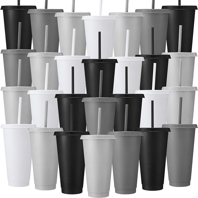 Honeydak 30 Pack Tumbler with Straw and Lid Bulk Cups by Honeydak