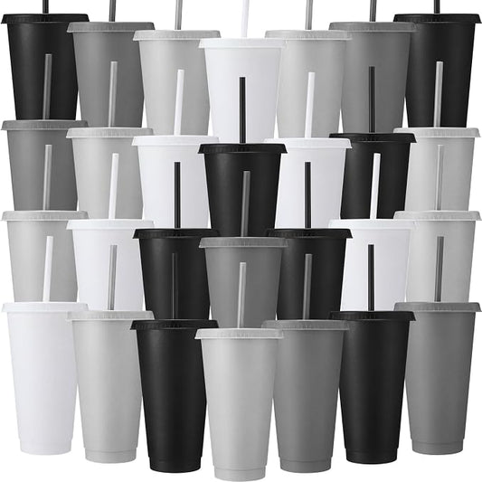 Honeydak 30 Pack Tumbler with Straw and Lid Bulk Cups by Honeydak