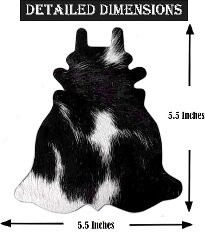 Cowhide Coaster Set of 6 pcs Natural Cowhide Drink Coasters Hair On Cow Shape - Image 3