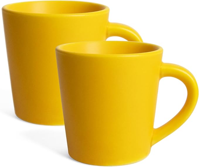 4.2 oz Espresso Cups Set of 2, Ceramic Yellow Coffee Mugs Demitasse Cups | by YINUOWEI