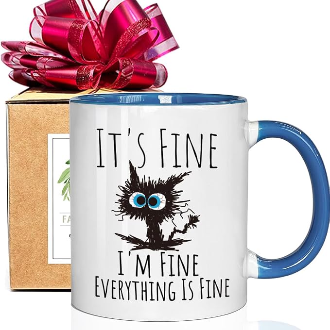 FALJIOK Funny Cat Coffee Mug Gifts by FALJIOK