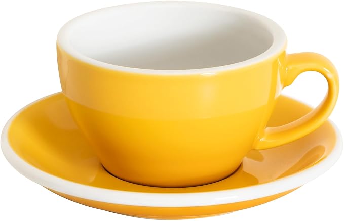 Loveramics Cappuccino Cup with Saucer, 8 oz Ceramic Coffee cup with Round Bottom by LoveramicsUSA