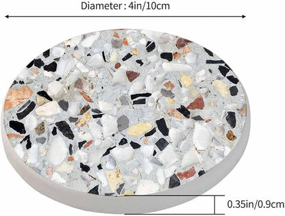 Surface of Terrazzo Floor Texture Coasters for Drinks 2 Pack Antique Beautiful Stone Design Tabletop Protection Kitchen and Coffee Table Décor & Accessories,Set of 2