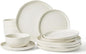 Famiware Pluto 12-Piece Stoneware Dinnerware Set, Matte Beige White | Double by Famiware