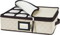 BALEINE China Storage Containers, Sturdy Quilted Wine Glass Storage, Plate Organizer with Carry Handles, Moving Boxes for Dishes, Cups, Mugs and Stemware (Mug Storage, Soft Shell Cream)