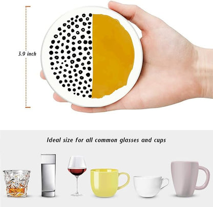 Coasters for Drinks, Ceramic Stone, Doodle Circle | Retro Simple Absorbent - Image 2