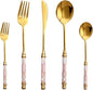 40-piece Silverware Set With Ceramic Handle, Premium Food Grade Stainless Steel Flatware Sets, Mirror Polished Cutlery Set, Dishwasher Safe (for 8 People) (40pcs, pink)