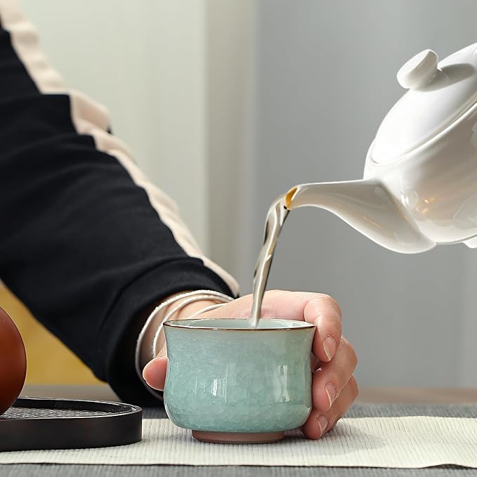 KAMMAK Japanese Tea Cups, 3.2 Oz Small Handmade Ceramic Teacups, Loose Leaf and - Image 3