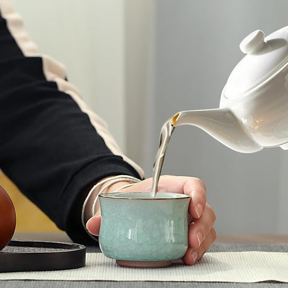 KAMMAK Japanese Tea Cups, 3.2 Oz Small Handmade Ceramic Teacups, Loose Leaf and - Image 3