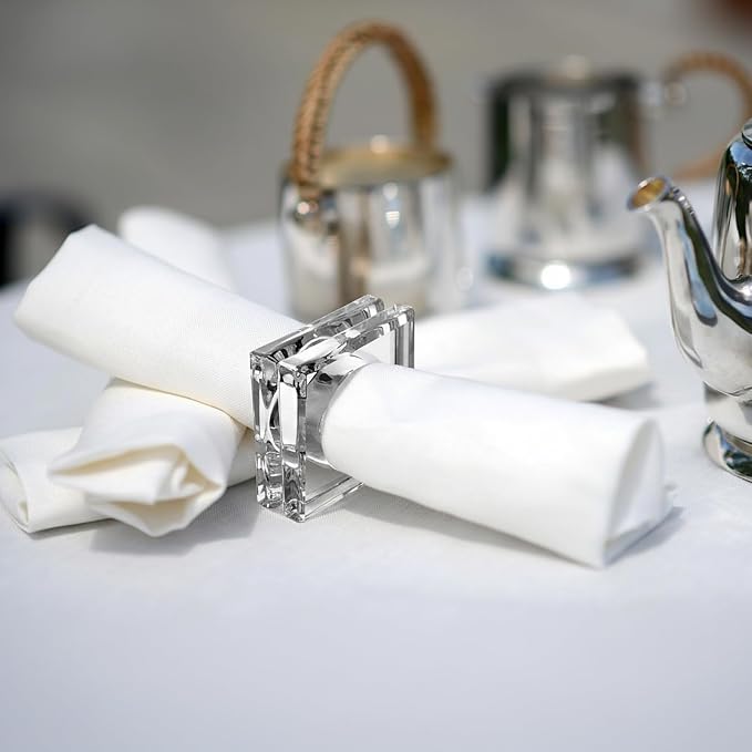 Set of 6 Heavy Crystal Glass Napkin Rings, Bridal Shower, Engagement Party & - Image 4