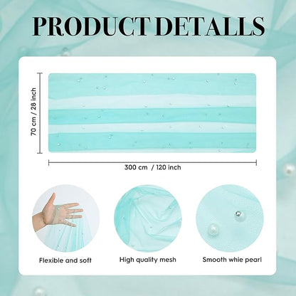 Artoid Mode Pearl Turquoise Gauze Table Runner 120 Inch 10FT, Seasonal Sheer Dining Holiday Wedding Birthday Baby Shower Table Decor for Home Party