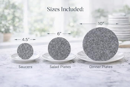 48 Piece Felt Plate Dividers for China Storage - Felt Protectors for Dinner, Salad, and Saucer Plates - Ideal for Moving Fine China, Porcelain, Glass, etc - Cut-to-Fit Full China Set - Grey