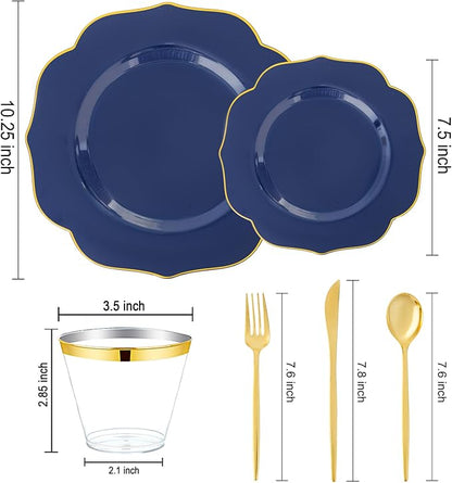 bUCLA 180PCS Blue Plastic Plates - Image 2