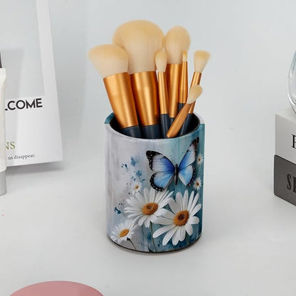 Rural Daisy and Butterfly Leather Pen Holder - Image 6