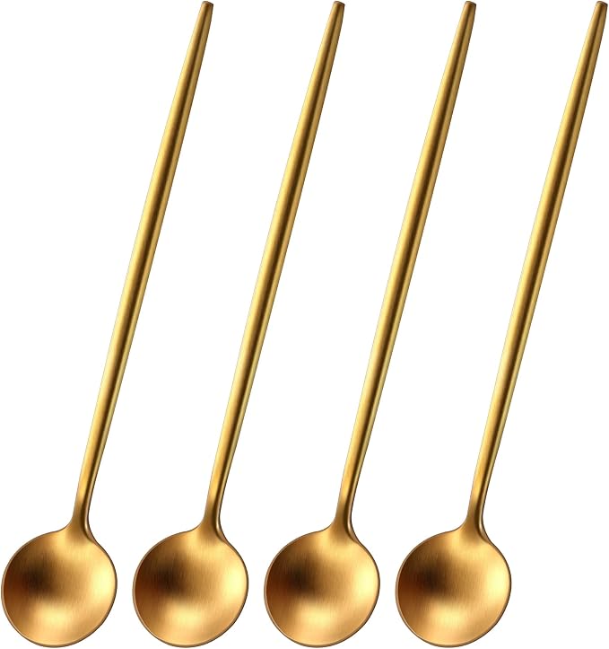 DEHOV Satin Gold 6.7 Inches Coffee Spoon, 4 Pieces Stainless Steel 18/10 Tea by DEHOVKitchen