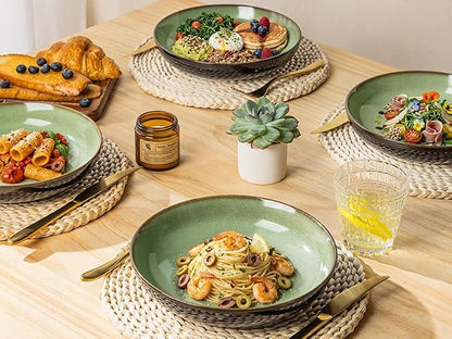 LERATIO 9.0" Ceramic Pasta Bowls Set of 6, 38oz Large Stoneware Bowls Set | - Image 7