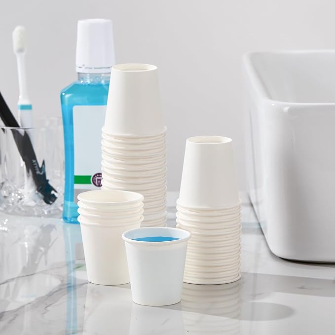 SIUQ 600 Pack 3 oz Paper Cups, Small Disposable Bathroom Mouthwash Cups | Mini - Image 3