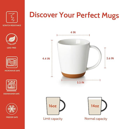 Sweese Porcelain Coffee Mugs Set of 4-16 Ounce -Microwavable, Coffee Cups - Image 2