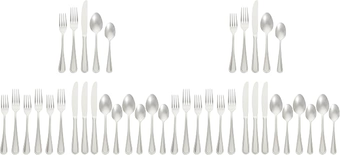 Amazon Basics Silverware Set, Stainless Steel Flatware, Dishwasher Safe by AmazonBasics