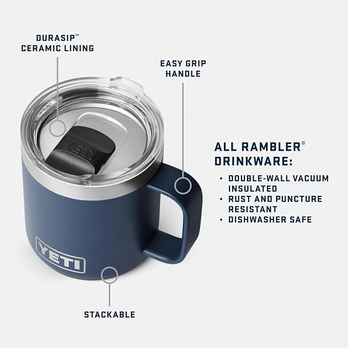 YETI Rambler 10 oz Ceramic Lined Stackable Mug, Vacuum Insulated, Stainless - Image 2