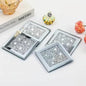 Crushed Diamond Crystal Glass Mirrored Square Coasters Set of 4 Glittering Bling Silver TRENDZY ® Drink Wine Coasters for Home Kitchen Bar & Restaurant Home Decor Birthday Wedding (Square)