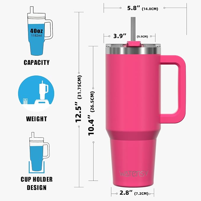 40 oz Tumbler with Handle, Tumbler with Lid and Straw, Double Wall Insulated - Image 8
