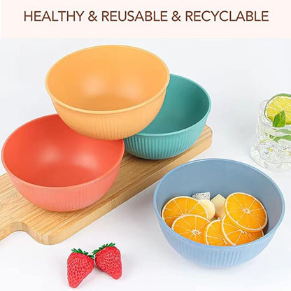 LRUUIDDE Unbreakable Cereal Bowls 24 oz -Reusable Wheat Straw Fiber Lightweight - Image 2
