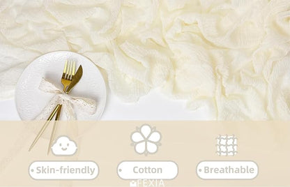 Beige Cheesecloth Table Runner Gauze Rustic Boho Home Decoration | 30x120 Inches - Image 6