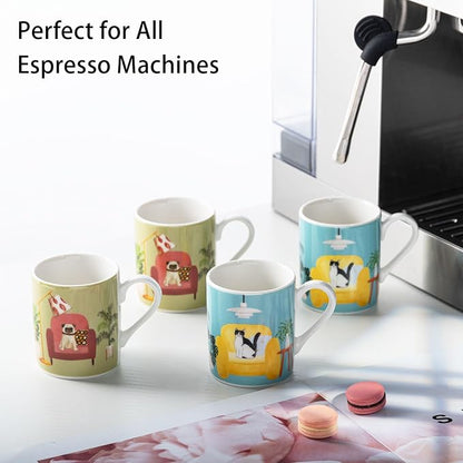 3.5oz Espresso Coffee Cups Set of 4, Cute Dog and Cat Pattern Demitasse Cups - Image 5