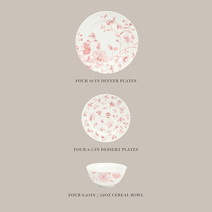 Martha Stewart Empress Bouquet 12-Piece Decorated Porcelain Chip and Scratch - Image 3