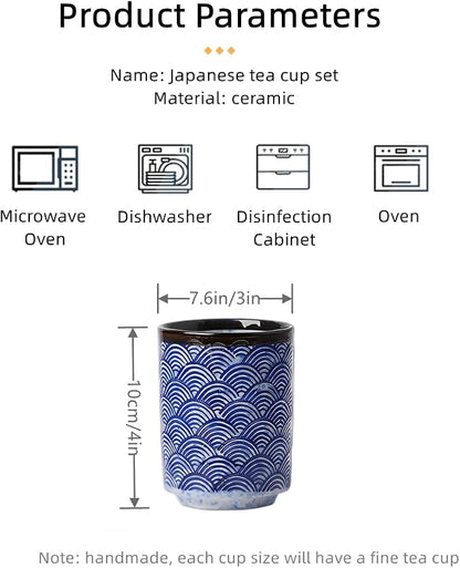 Japanese Tea Cups 10oz Ceramic Coffee Mug No Handle Set of 2 | Classic Oriental - Image 2