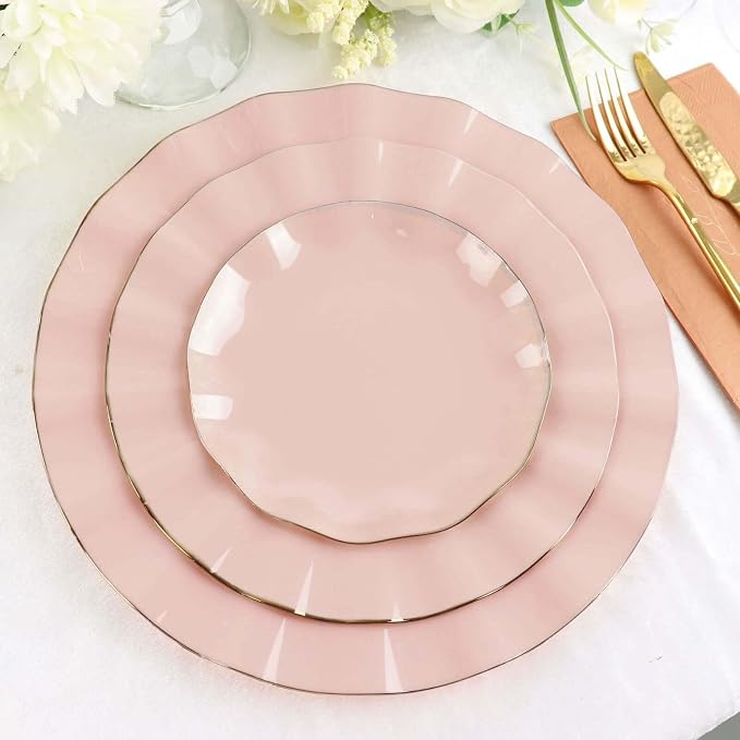 Efavormart 10 Pack | Blush/Rose Gold 6" Round Plastic Dessert Salad Plates - Image 6
