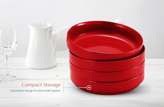 KooK Ceramic Large Pasta Bowls, Microwave and Dishwasher Safe, Shallow Serving - Image 5