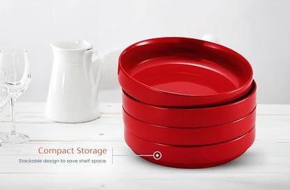 KooK Ceramic Large Pasta Bowls, Microwave and Dishwasher Safe, Shallow Serving - Image 5