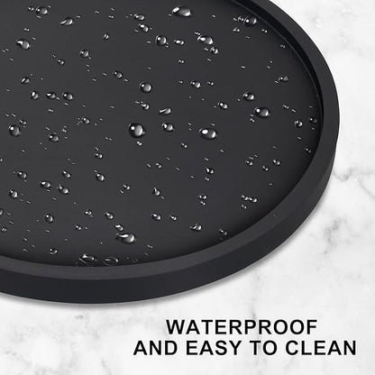 12" Black Wood Lazy Susan Cabinet Turntable Round Bathroom Vanity Organizer Tray Decorative Wooden Lazy Susans for Dining Table Top Kitchen Sink Countertop Large Lazy Susan Rotating Tray Spice Rack