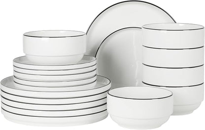 Gibson Home Rothernberg Plates and Bowls 18 Piece Porcelain White Dinnerware by GibsonHomewares
