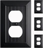 Beadboard Outlet Covers Wall Plates, Bamboo Fiber Light Switch Covers, Natural Material Electric Receptacle Decorative Switch Plate Outlet Cover Matte Black (1 Gang Duplex 4 Pack)